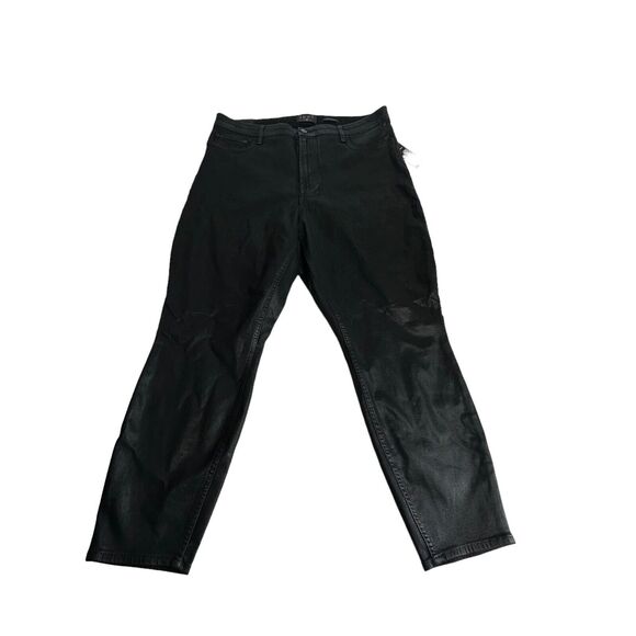 Jen7 7 For All Mankind Black Coated Straight Ankle Jeans Size 16 - Picture 3 of 11